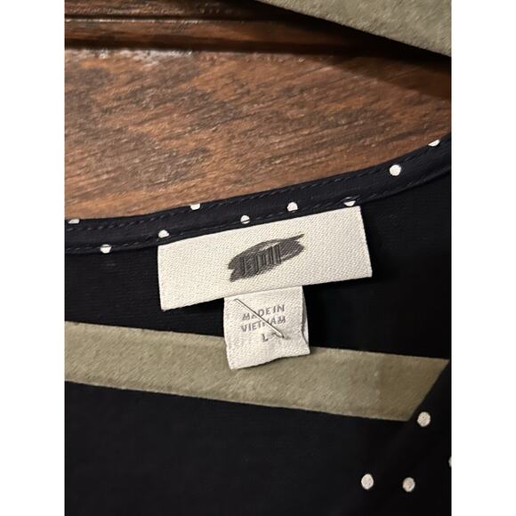 J Jill Navy Blue White Polka Dot Jumpsuit Wide Leg Women’s Sz L - Picture 3 of 10